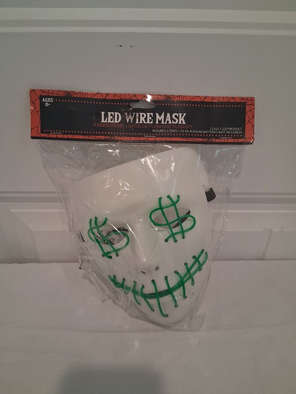 LED Light Up Purge Mask Halloween Costume Cosplay Glow Dark Dollar Sign Green